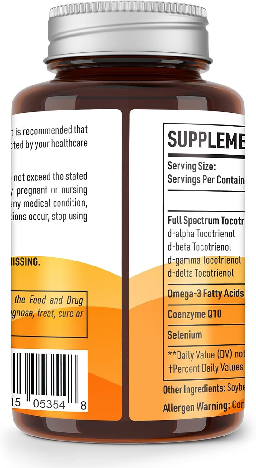 Kroppssund Tocotrienols 800Mg Supplement | Rich In Vitamin E Tocotrienols - 60 Liquid Capsules