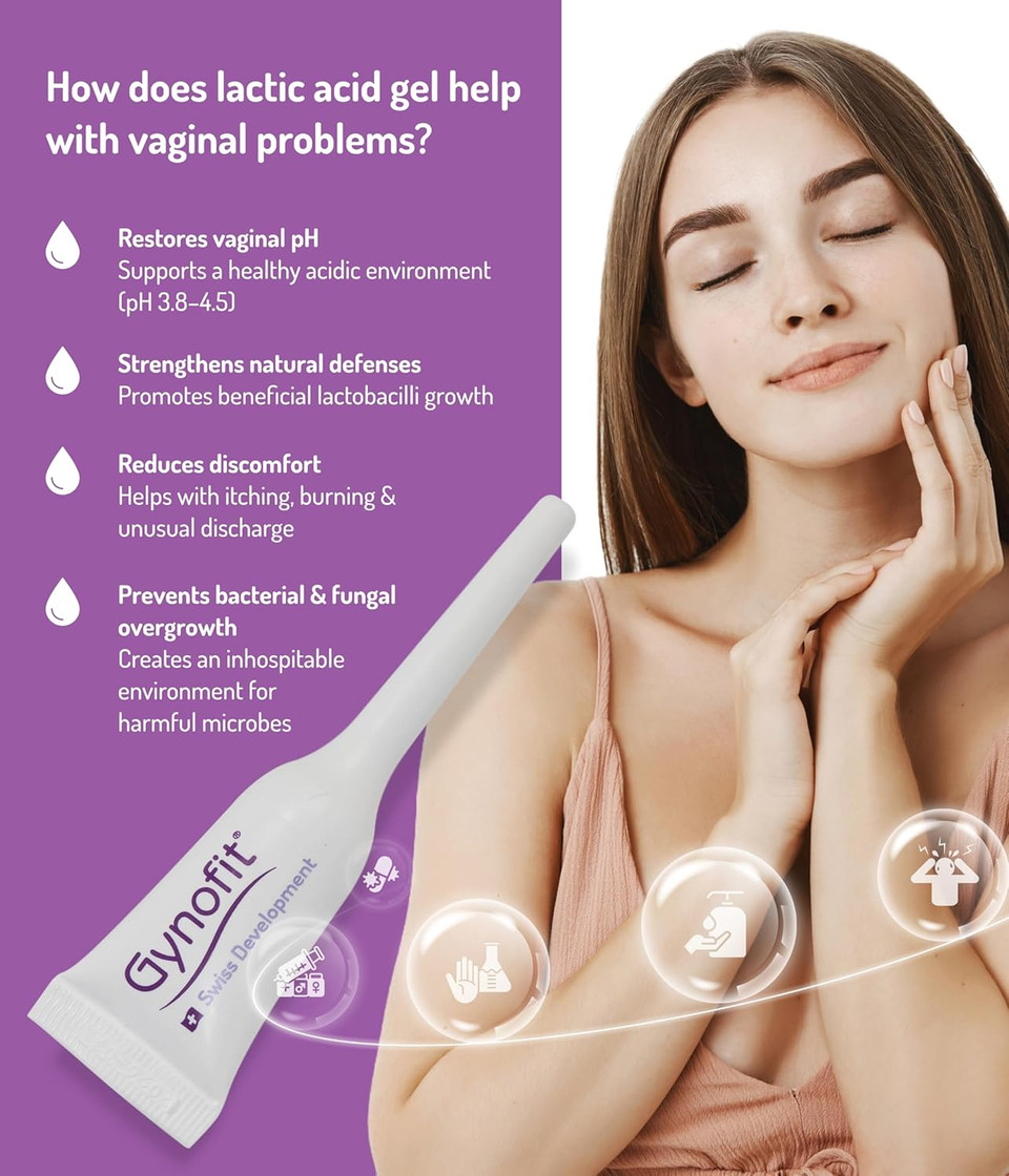 Lactic Acid Vaginal Gel - Vaginal Moisturizer - Ph Balance Restorer - Vaginal Health - Prevents Itching, Burning & Odor - Hygienic Applicator - Treats & Prevents Vaginal Infections (6 Count)