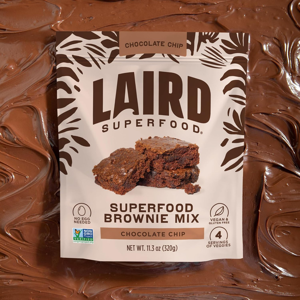 Laird Superfood Homemade Brownie Mix, Plant-Based Vegan Chocolate Brownie Mixture Made With Almond Flour And Zucchini, Gluten-Free, Non-Gmo, Dairy-Free, Sweet Treats, 11.3 Oz. Bag Mix