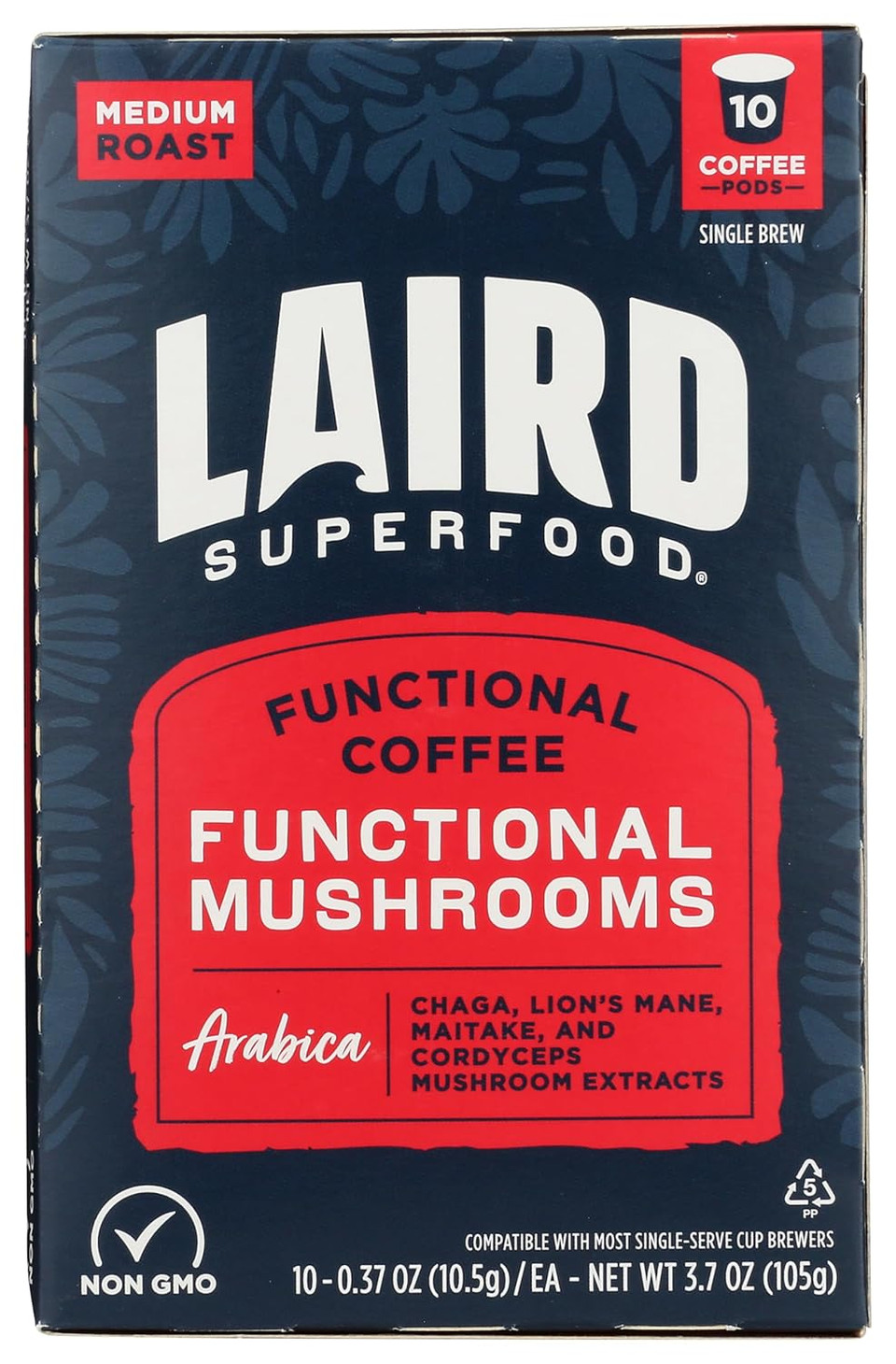 Laird Superfood K-Cups With Functional Mushrooms  Medium Roast, 10Ct - Made With Organic Extracts Of Chaga Mushrooms, LionS Mane, Maitake, And Cordyceps Functional Mushrooms