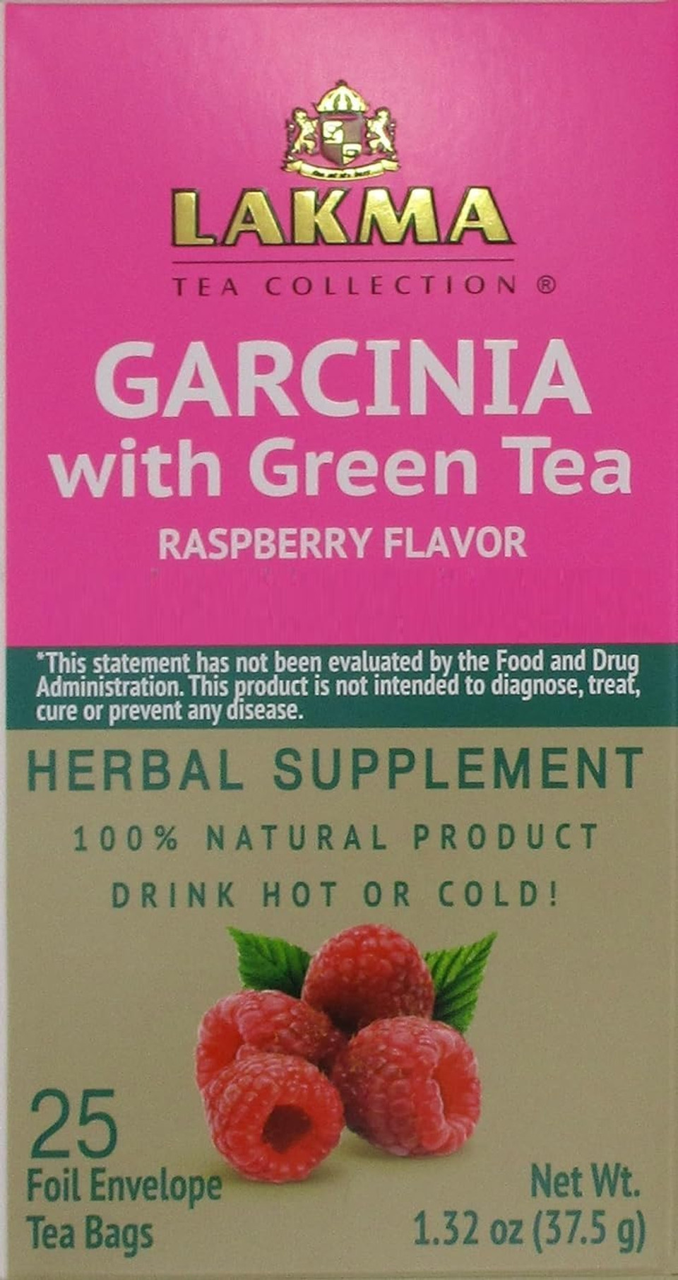Lakma Garcinia Cambogia Green Tea With Raspberry - 25 Tea Bags