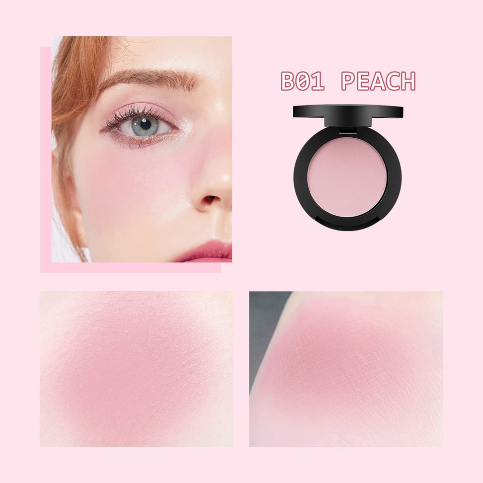Lamuseland 8 Colors Soft Velvet Blush Matt Lasting Blusher (B01 Peaches)