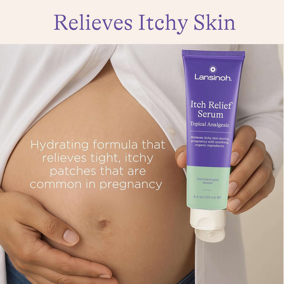 Lansinoh Anti-Itch Serum For Pregnant Moms, Itchy Skin Care, Cream For Pregnancy, Prenatal & Postnatal Skin Care, Safe For First Trimester, Pregnancy Essentials, 4.4 Ounces