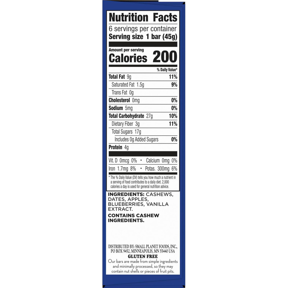 Larabar Blueberry Muffin Fruit And Nut Bars, Gluten Free And Vegan, 9.6 Oz, 6 Ct