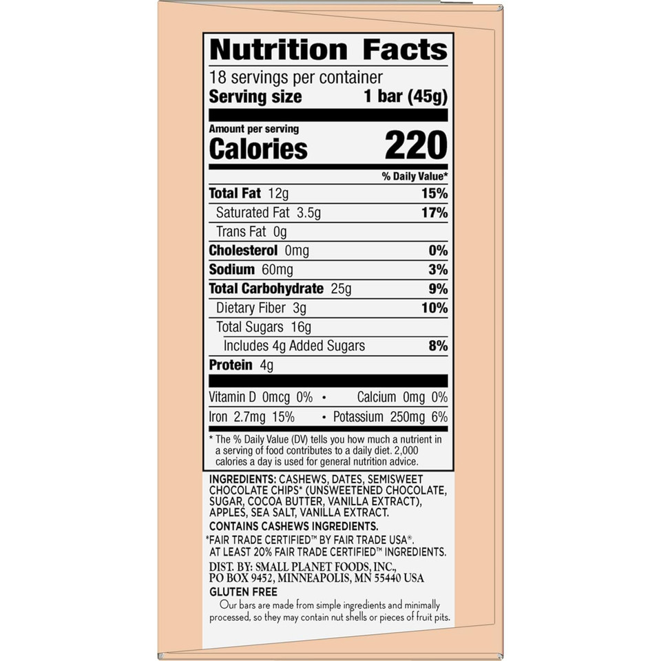 Larabar Chocolate Chip Cookie Dough, Fruit And Nut Bars, Gluten Free And Vegan, 9.6 Oz, 6 Ct