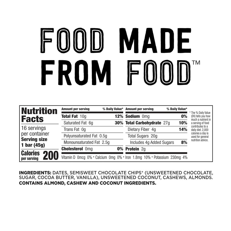 Larabar Gluten Free Bar, Chocolate Chip Cookie Dough, 1.6 Oz Bar, Whole Food Gluten Free Bars, Dairy Free Snacks, 16 Count