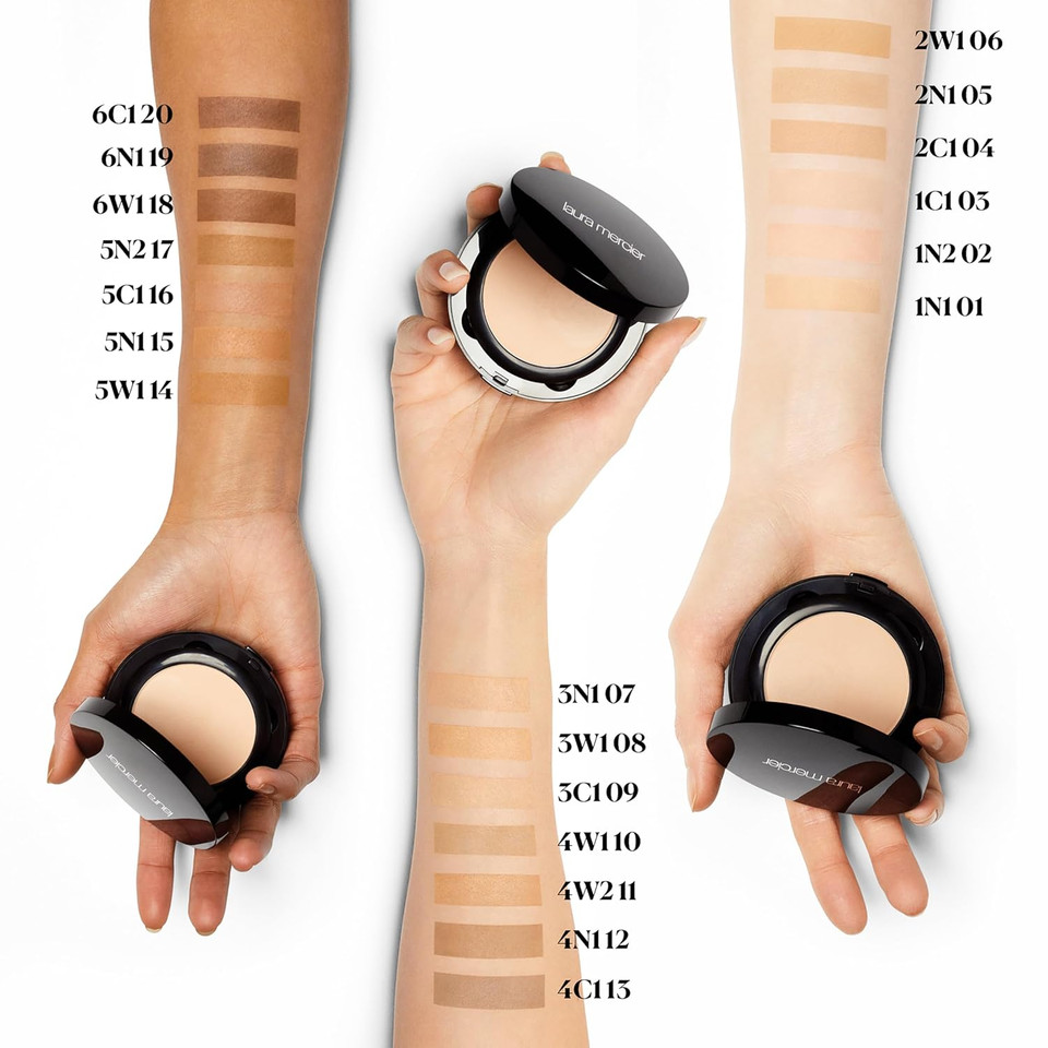 Laura Mercier Smooth Finish Foundation Powder, Non-Comedogenic, Breathable, Sheer To Full Coverage, Wet Or Dry Application, Matte Or Natural Finish, Oil-Free, Ideal For All Skin Types