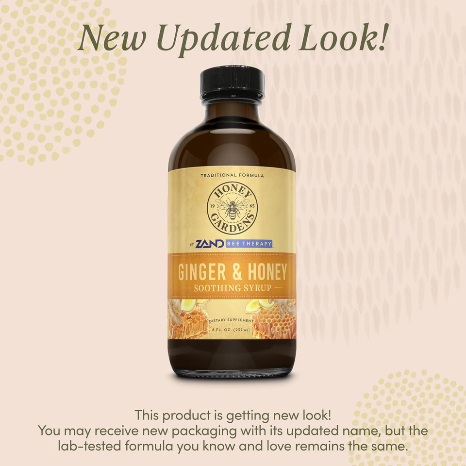 Honey Gardens Ginger And Honey Syrup With Organic Apple Cider Vinegar And Propolis - Ginger Root And Ginger Root Extract - Apitherapy Digestive Support Supplement - 8 Fl Oz, 48 Servings