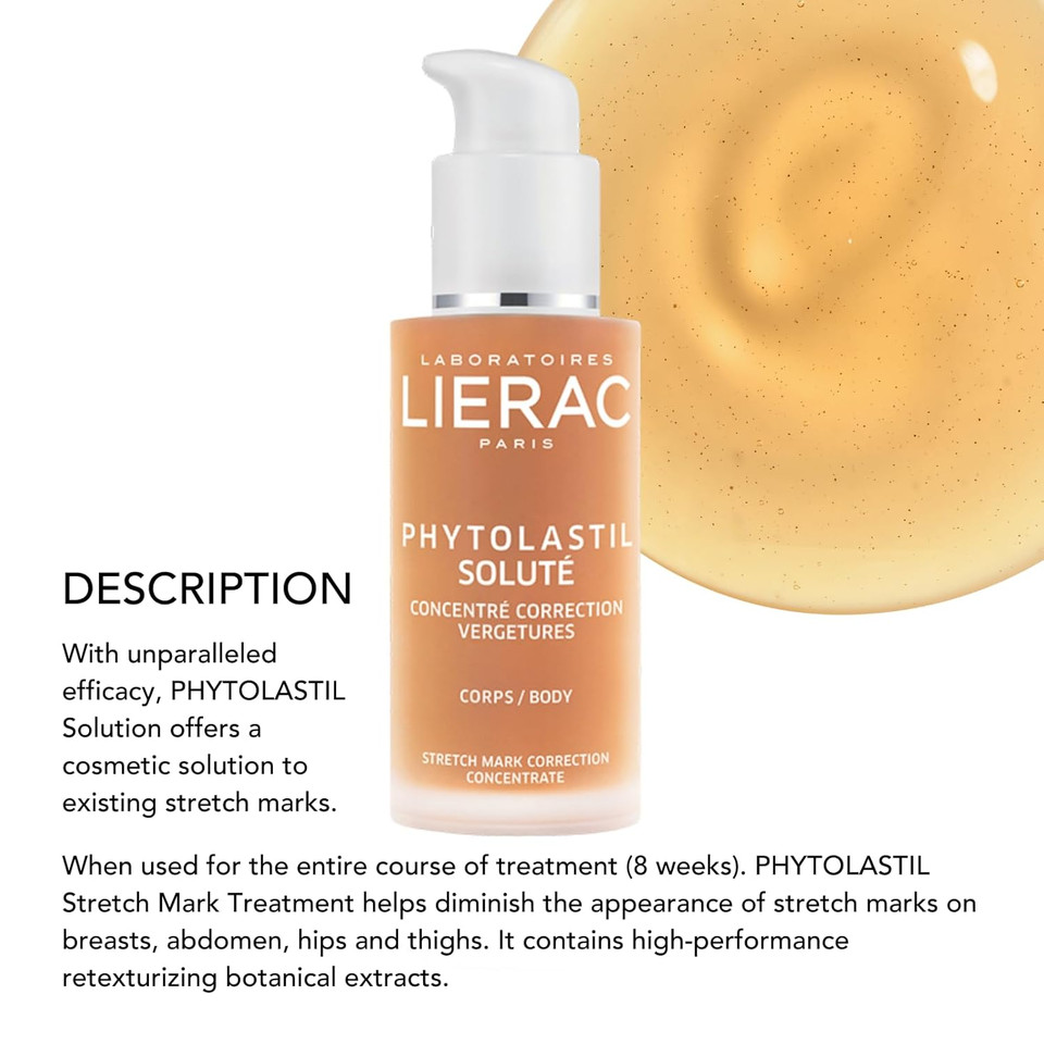 Lierac Phytolastil Stretch Mark Removal Serum - Firms Skin, Fades Cellulite, Diminishes Stretch Marks On Breasts, Abdomen, Hips And Thighs - Hydrating & Firming Solution For All Skin Types - 75Ml