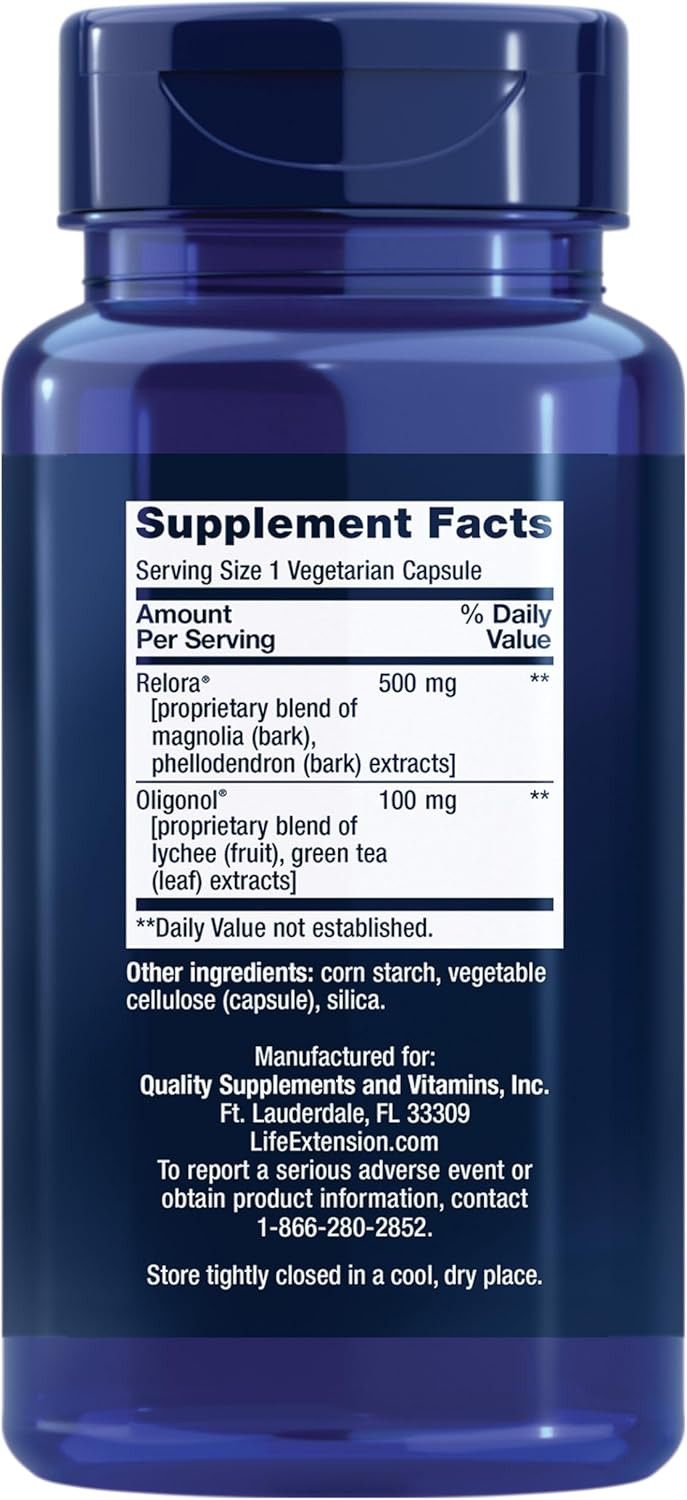 Life Extension Cortisol-Stress Balance, Relora® Magnolia Bark, Green Tea, Lychee Extract, Manage Stress, Maintain Healthy Cortisol Levels, Gluten Free, Non-Gmo, Vegetarian, 1-Daily, 30 Capsules