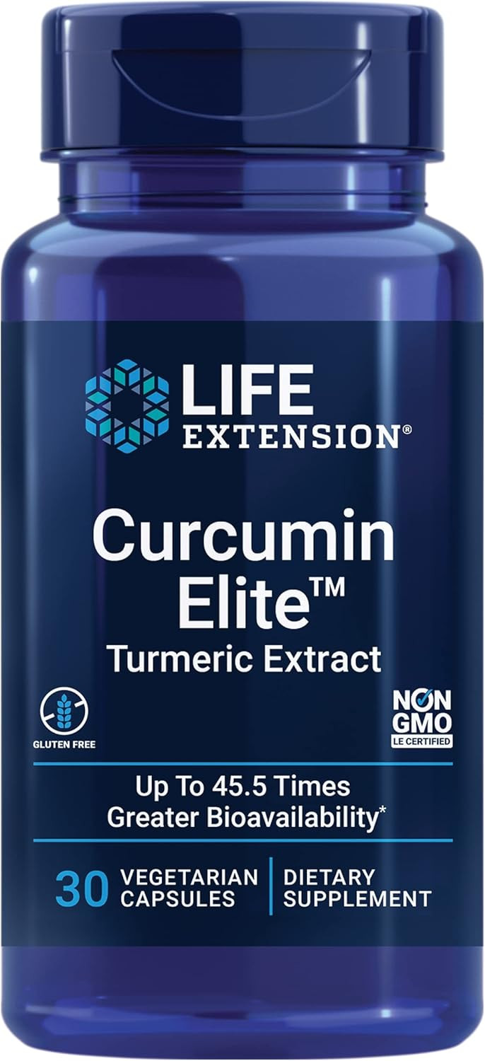 Life Extension Curcumin Elite Turmeric Extract, 500 Mg, Curcuminoids, Turmerones, Fenugreek, Inflammation Health Support, Heart & Immune Support, Gluten-Free, Non-Gmo, Vegetarian, 30 Capsules