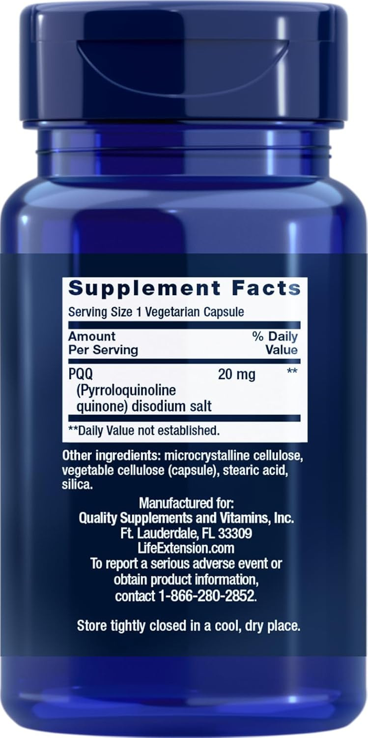 Life Extension Pqq (Pyrroloquinoline Quinone) 20 Mg, 60 Vegetarian Capsules