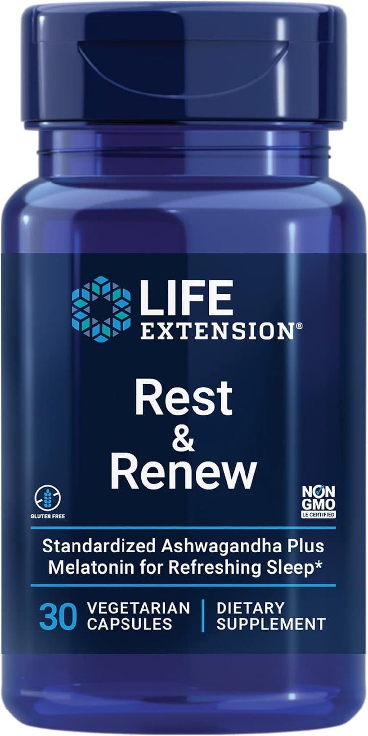 Life Extension Rest & Renew, For A Refreshing & Restorative NightS Sleep, Gluten-Free, Non-Gmo, Vegetarian, 30 Capsules