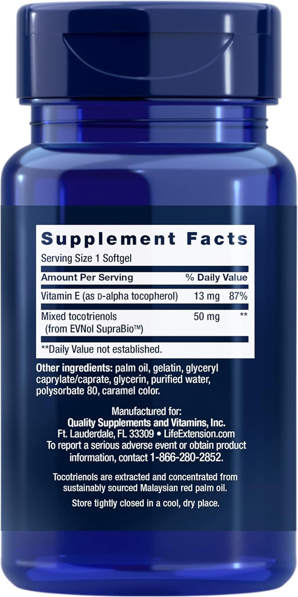 Life Extension Super Absorbable Tocotrienols, Vitamin E As D-Alpha Tocopherol, Mixed Tocotrienols, Support Hair Growth, Brain Function, Gluten-Free, Non-Gmo, 60 Softgels