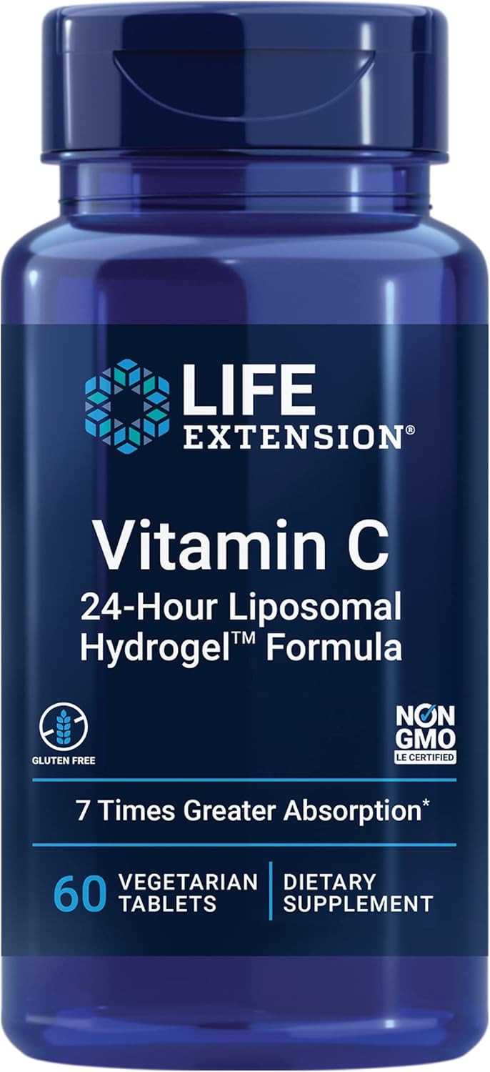 Life Extension Vitamin C 24-Hour Liposomal Hydrogel Formula, Absorbs Better Than Standard Vitamin C, Up To 24 Hours, Get The Most Out Of Your Vitamin C, Gluten-Free, Non-Gmo, Vegetarian, 60 Tablets