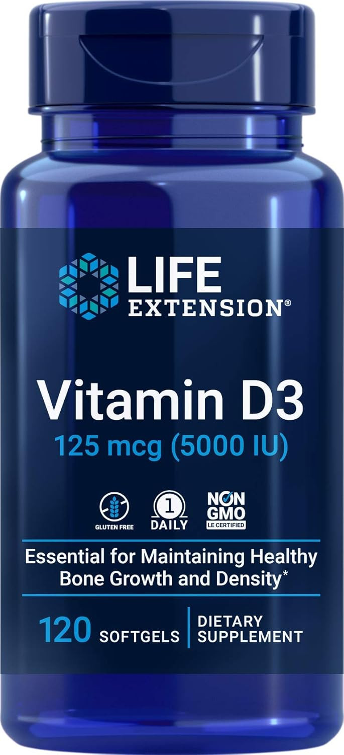 Life Extension Vitamin D3 5000 Iu, 120 Softgels, 125Mcg