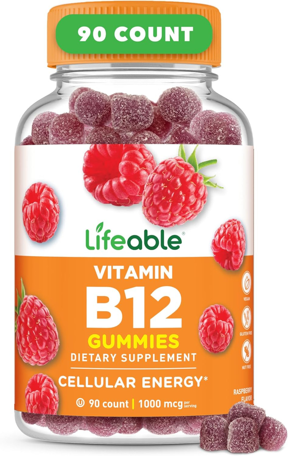 Lifeable Vitamin B12 Gummies For Adults | 1000 Mcg | Great Tasting B12 Vitamins | Non-Gmo, Vegan B12 | For Energy And Metabolism Support | 90 Gummies