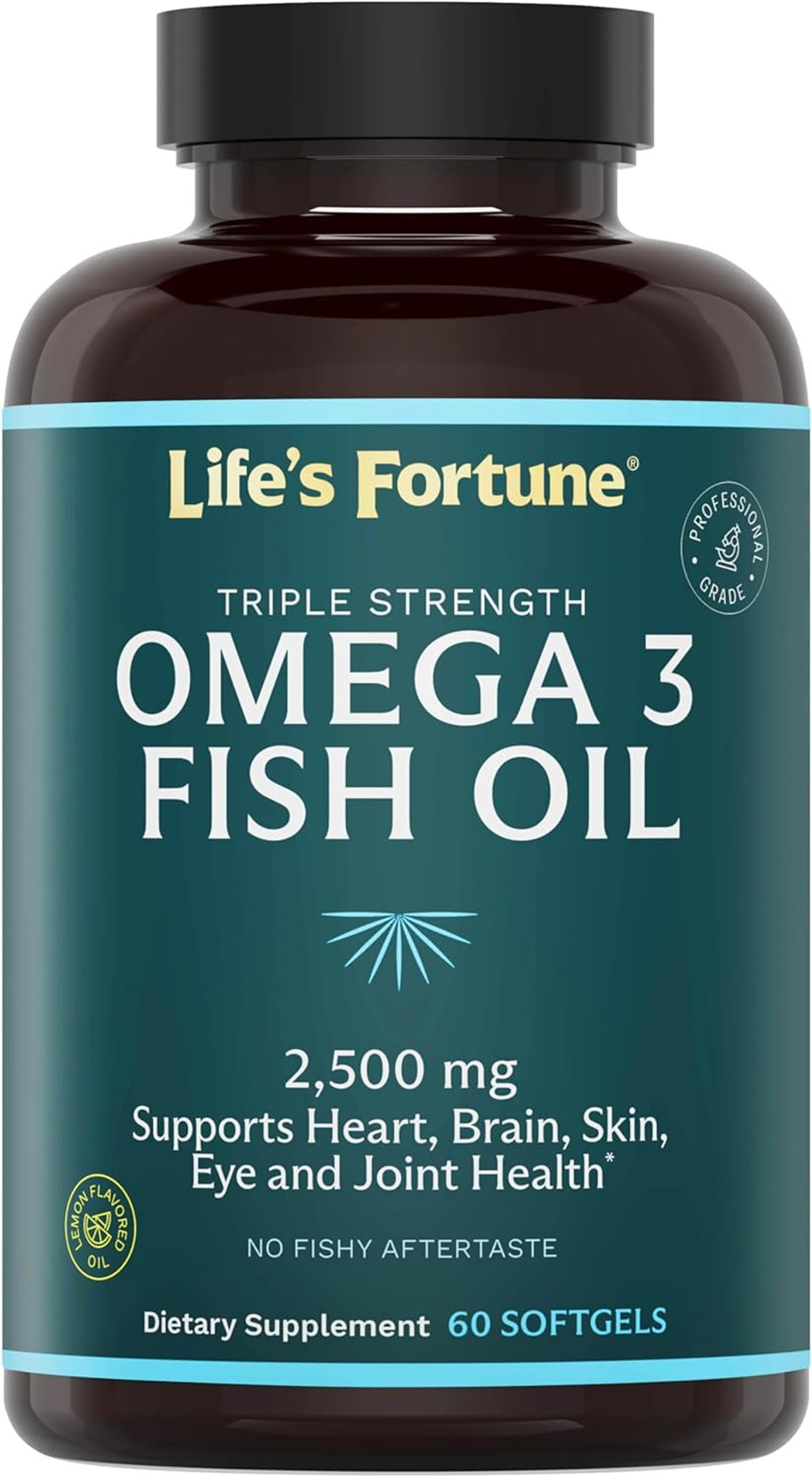 Life'S Fortune Fish Oil Omega 3 Concentrate Supplement 2500 Mg, 60 Softgels, High Potency, Epa & Dha Fatty Acid - Heart, Brain, Skin, Joints - Non Gmo