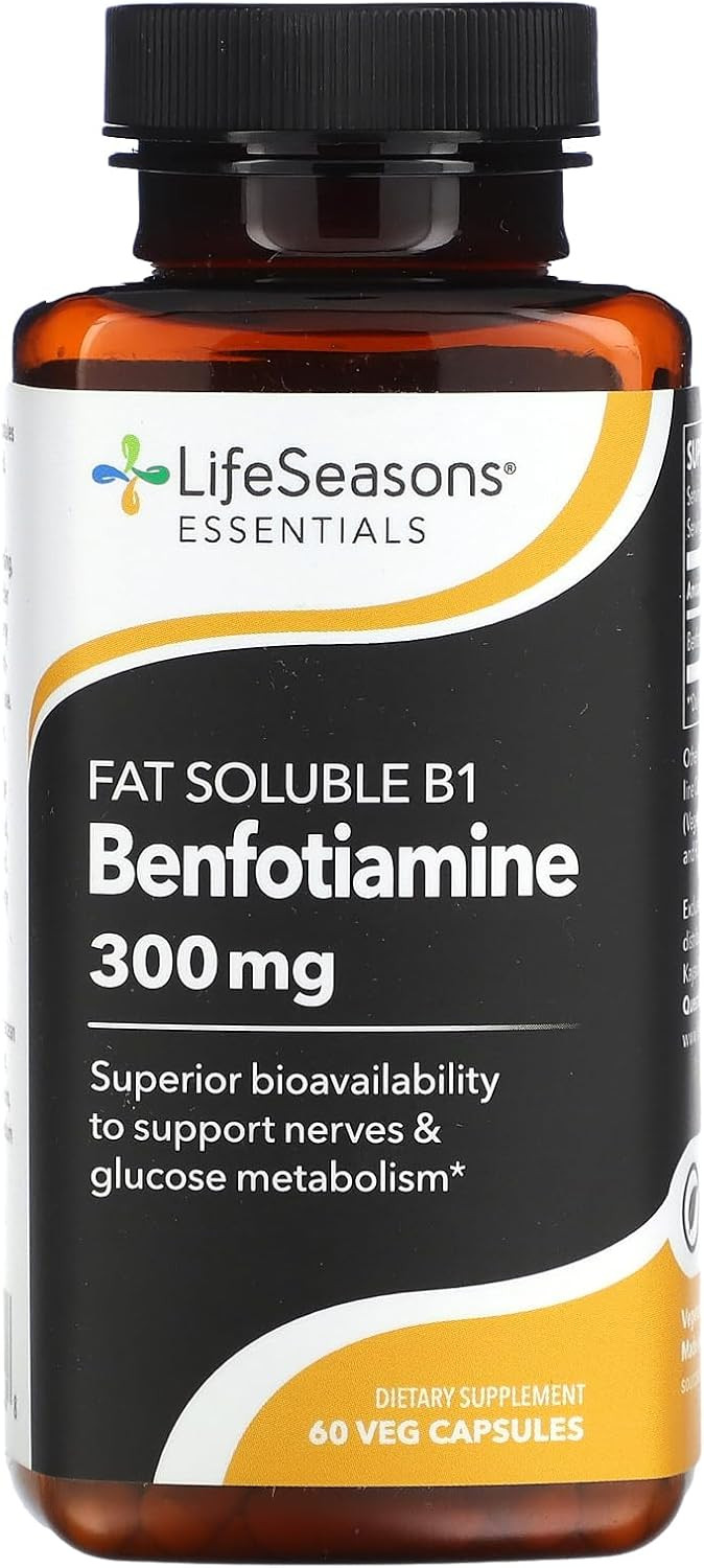 Lifeseasons Essentials Benfotiamine - Fat Soluble B1 - Supports Healthy Circulation & Vision - Enhances Memory & Cognitive Performance - Powerful Antioxidant - 60 Capsules