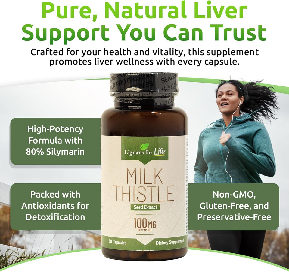 Lignans For Life Milk Thistle Seed Extract Herbal Supplement For Dogs, 100Mg - 60 Vegetarian Capsules, Canine Liver Health