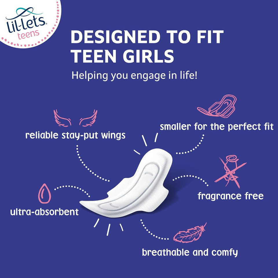 Lil-Lets Day And Night Teens Pads Bundle With Lil-Lets Teens Day Pads X 70 Count And Lil-Lets Teens Night Pads X 50 Count