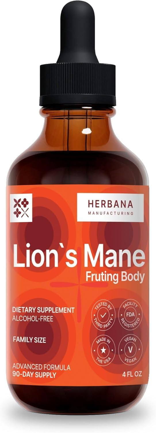 Lion'S Mane 4 Fl Oz Liquid Extract - Natural Mushroom Drops - Tincture For Brain, Memory, Mental Clarity & Focus - Immune Support - High Potency Formula - 90-Day Supply