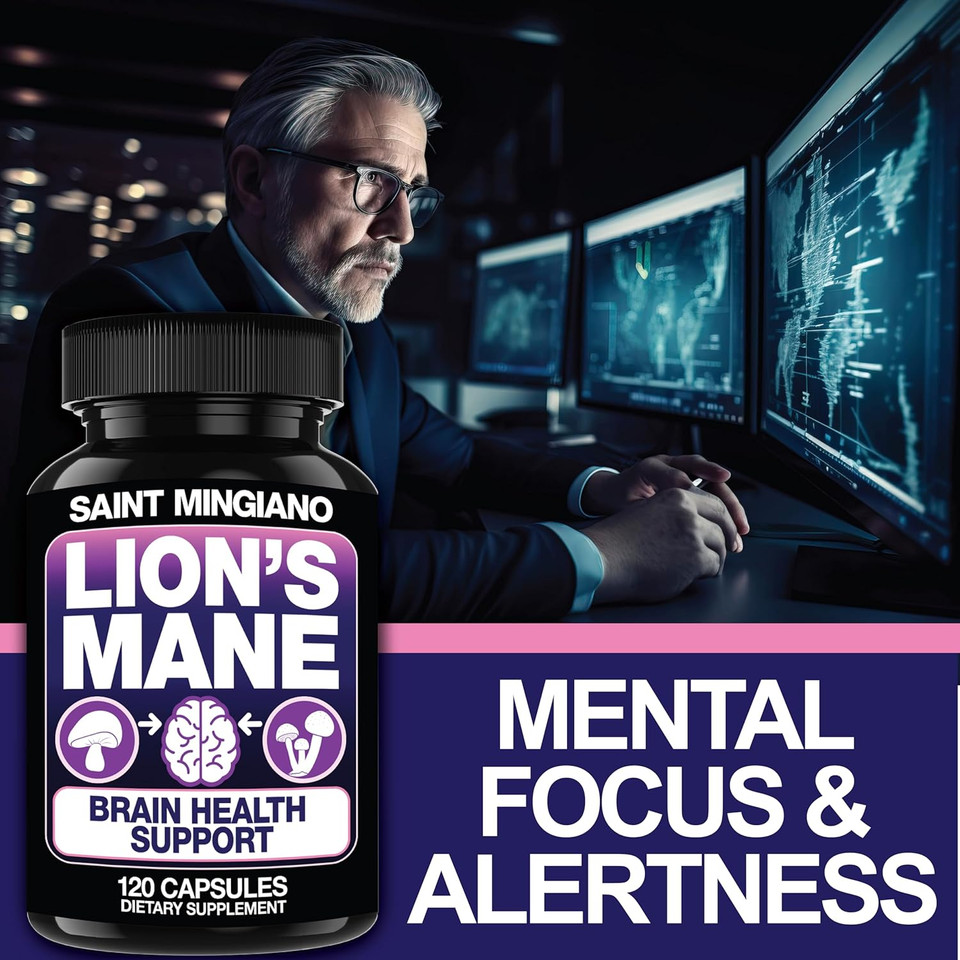 Lion'S Mane Mushroom Supplement | 120 Capsules: Alpha Brain Enhancement Of Cognitive Clarity, Focus With Our Specialty Blend 4 Mushroom Mycelium Formula