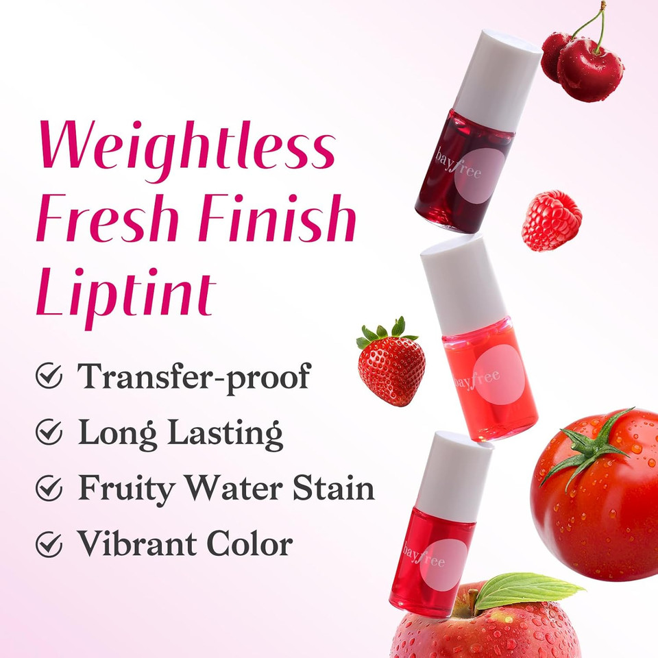 Lip Tint Stain Set, Lip Stain Long Lasting Waterproof, Lightweight, Non-Sticky, Transfer-Proof, Matte Finish (Fruit Land)