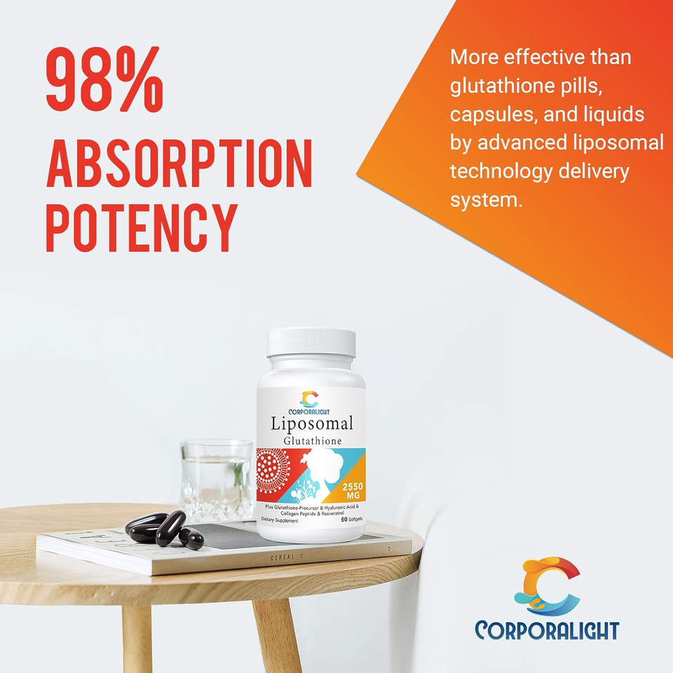 Liposomal Glutathione Softgels, Enhanced Absorption - Liposomal Delivery, Active Form L-Glutathione, Made In Usa, Rich In Antioxidant Formula, Gluten Free, 120 Softgels