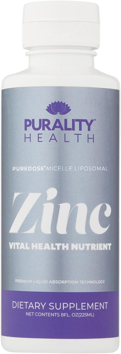 Liposomal Zinc, Purality Health,15Mg Of Zinc Per Serving, Liquid Zinc, Blueberry Flavor, Vegan, Gluten-Free, 15 Day Supply