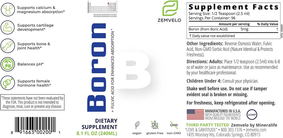 Liquid Boron | 3 Month Supply | Support Graceful Aging | Support Calcium And Magnesium Absorption