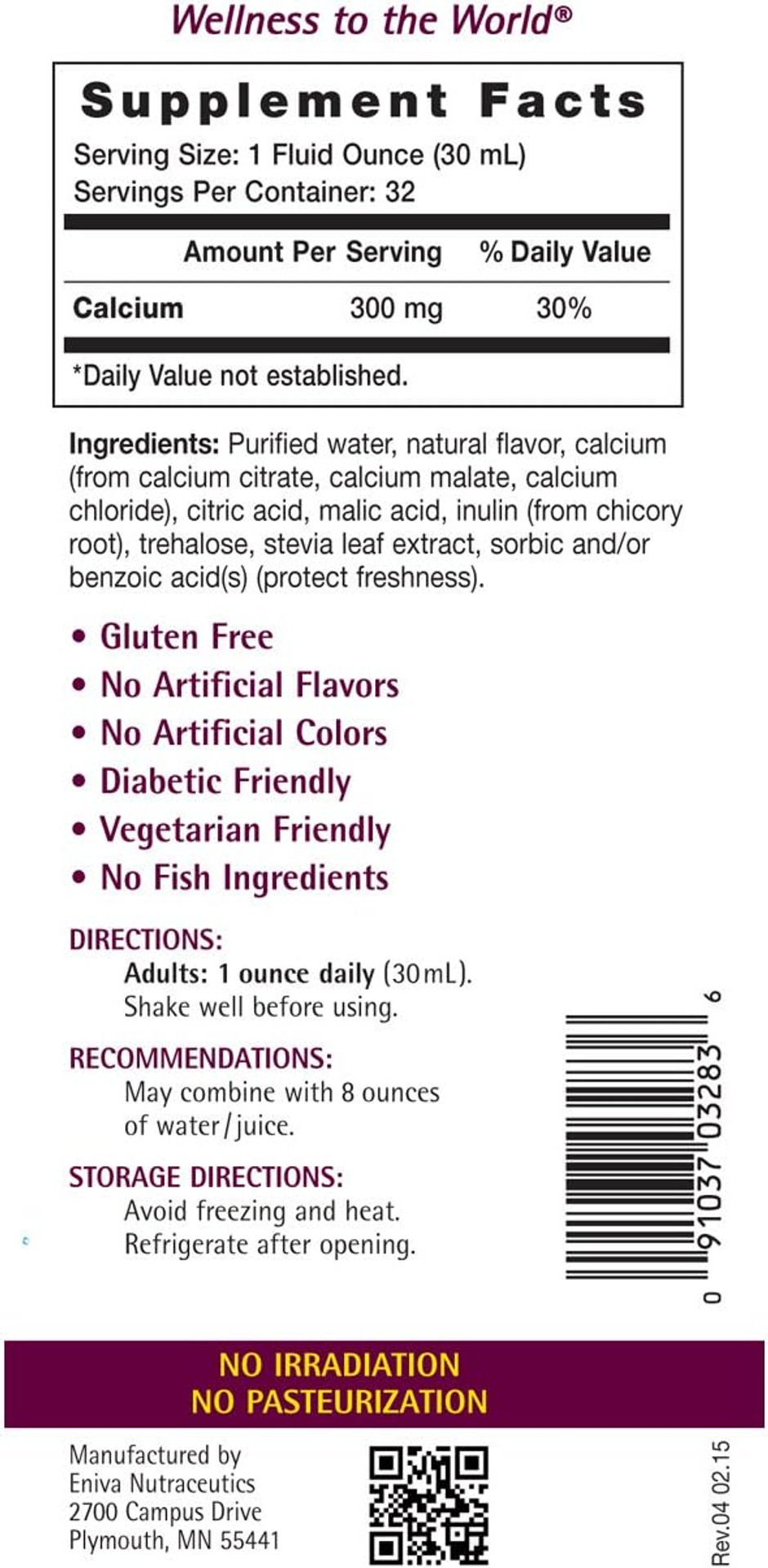 Liquid Ionic Calcium Supplement (32Oz) Healthy Bones, Hair And Nails. Doctor Formulated. Zero Calories. Zero Sugar. By Eniva Health