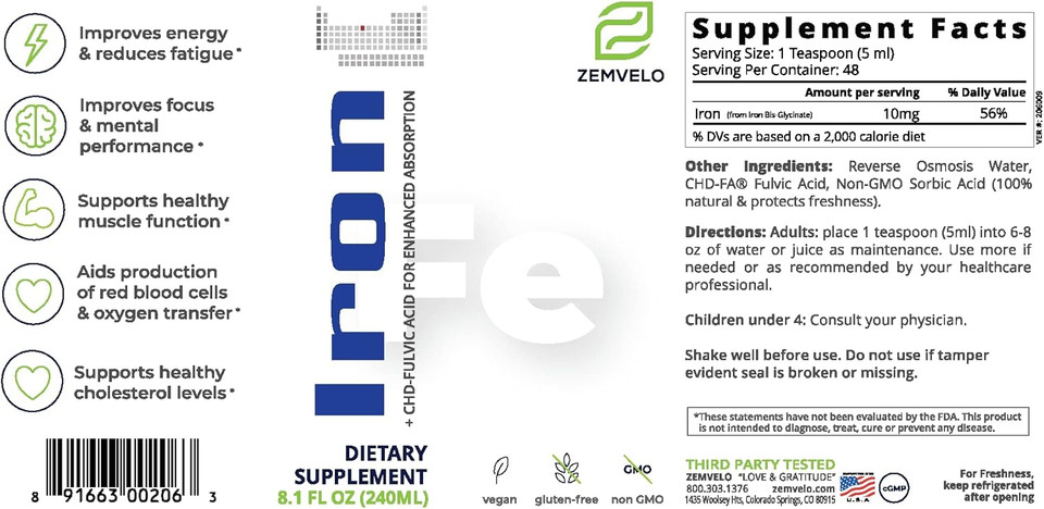 Liquid Ionic Iron Supplement | Iron Deficiency | Hormone Support | Energy Support | Encourage Healthy Muscles