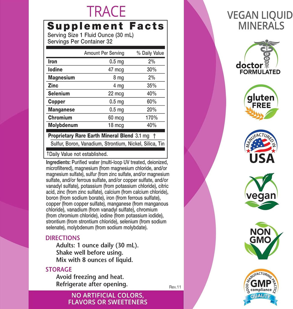 Liquid Ionic Trace Mineral Supplement (32Oz) Doctor Formulated. Zero Calories. Zero Sugar. By Eniva Health