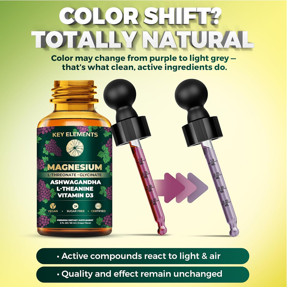 Liquid Magnesium L-Threonate With Magnesium Glycinate For Sleep | Ashwagandha With L Theanine And Vitamin D3 Magnesium Supplement | Ashwagandha And Magnesium With L-Theanine