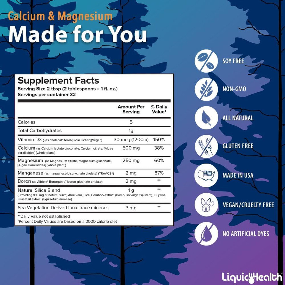 Liquidhealth Calcium And Magnesium & Neurologic Nootropic Liquid Vitamin Supplements Bundle For Adults - Support Bone & Tissue Health, Improve Memory, Focus & Concentration - Vegan, Non-Gmo, Usa Made