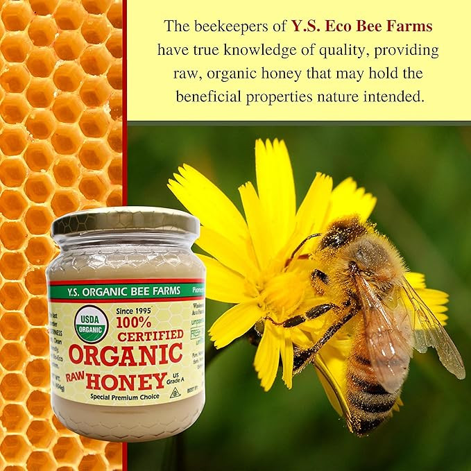 Worldwide Nutrition Bundle, 2 Items: Y.S. Organic Bee Farms 100% Certified Organic Raw Honey - Unpasteurized, Unfiltered, Pure Natural Honey - Gluten Free Organic Food Natural Sweetener - 2 Pack 1 Lb1 Poundpack Of 2