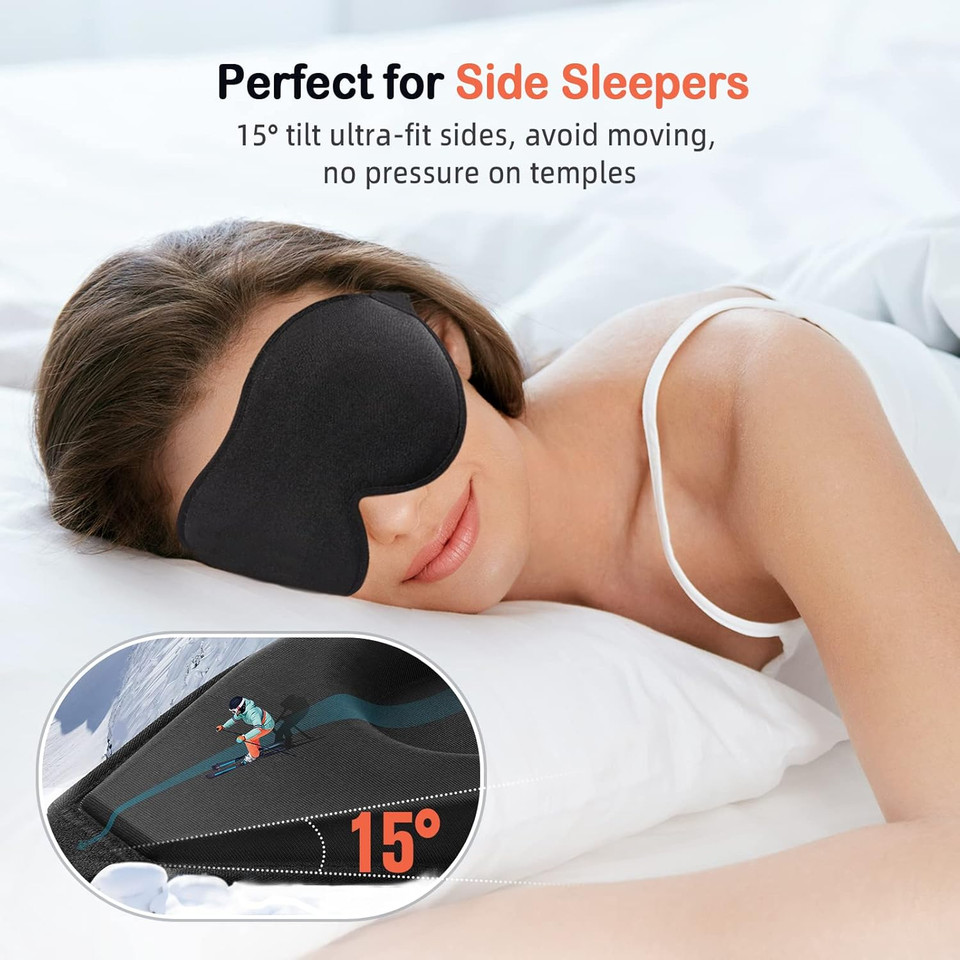 Litbear Sleep Mask For Side Sleeper Women Men, Eye Mask For Sleeping Light Blocking, 3D Contoured Cup Sleeping Mask, Soft Breathable Sleep Eye Mask With Adjustable Elastic Strap For Flight Nap