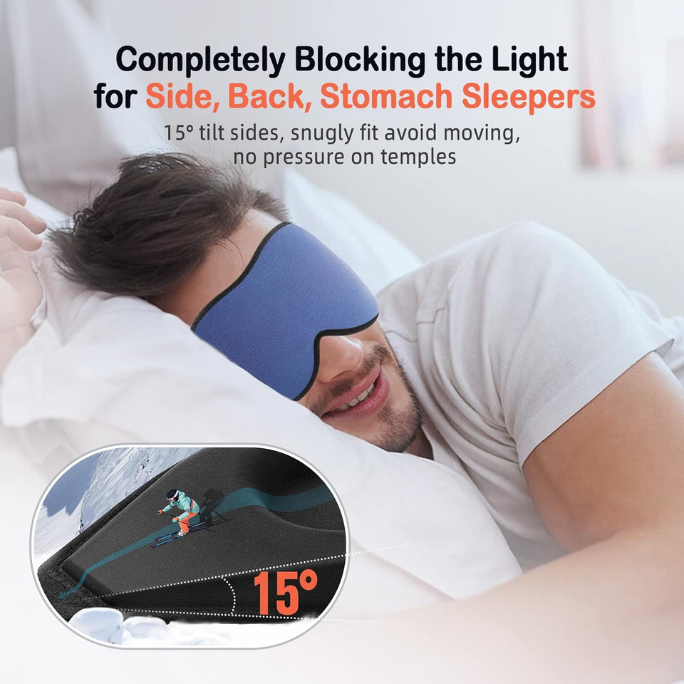 Litbear Sleep Mask For Side Sleeper Women Men, Eye Mask For Sleeping Light Blocking, 3D Contoured Cup Sleeping Mask, Soft Breathable Sleep Eye Mask With Adjustable Strap For Flight, Light Purple