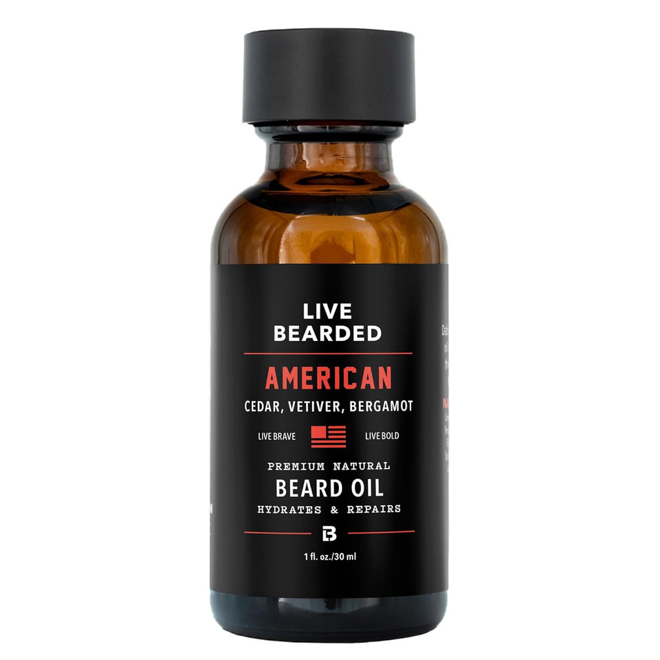 Live Bearded Beard Oil, 1 Fl Oz - Premium All-Natural Jojoba - Made In The Usa - Hair And Skin Care For Men With Dry, Flaky Patches | Forge Scent - Hinoki Cypress, Clove, Amber