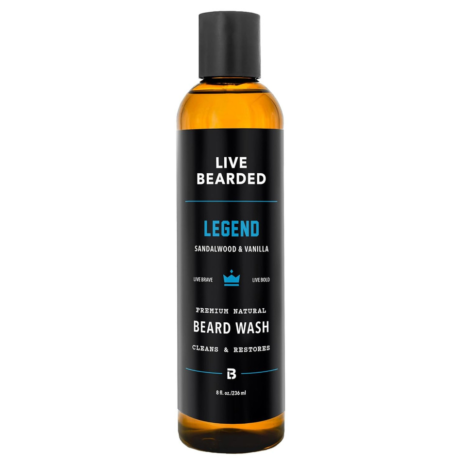 Live Bearded Beard Wash, 8 Fl Oz - Water-Based Face Cleanser With All-Natural Ingredients For A Gentle, Deep Clean - Made In The Usa | Straight Up Unscented - Fragrance-Free