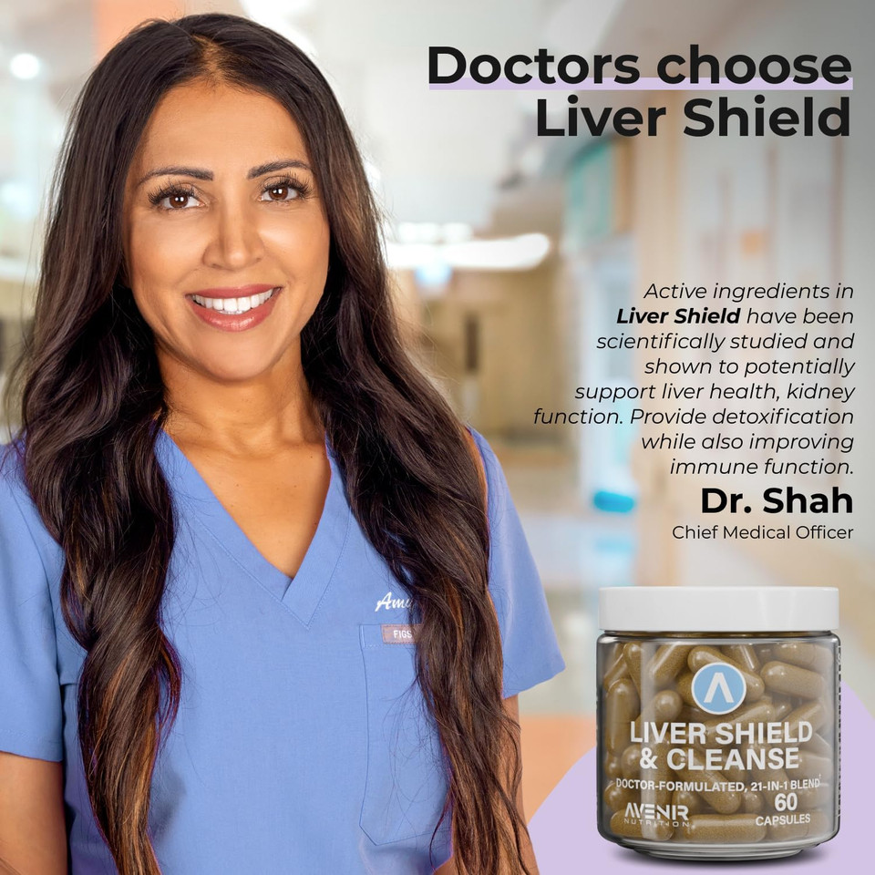 Liver Shield & Cleanse | Herbal Liver Cleanse Detox & Repair Supplement | Milk Thistle & Artichoke Extract Supplements | Fatty Liver & Health Support | 180 Capsules For Men And Women