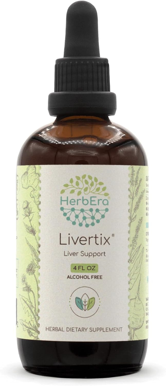 Livertix B120 Alcohol-Free Extract Tincture, Concentrated Liquid Drops Natural: Milk Thistle Seed, Turmeric Root, Yellow Dock Root, Dandelion Root, Beetroot, Ginger Root. Liver Support 4 Fl Oz