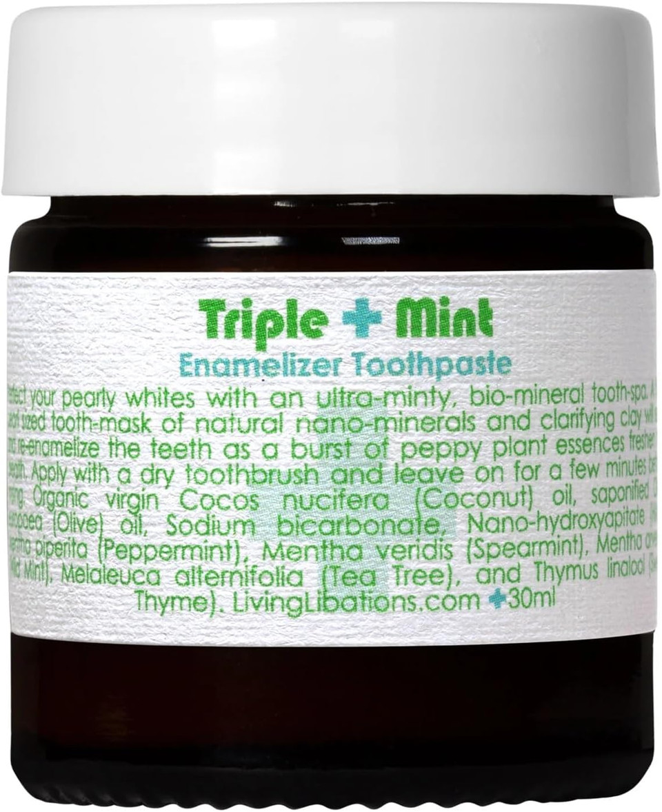 Living Libations - Organic Triple Mint Enamelizer Toothpaste | Natural, Wildcrafted, Vegan Clean Beauty (1 Oz | 30 Ml)