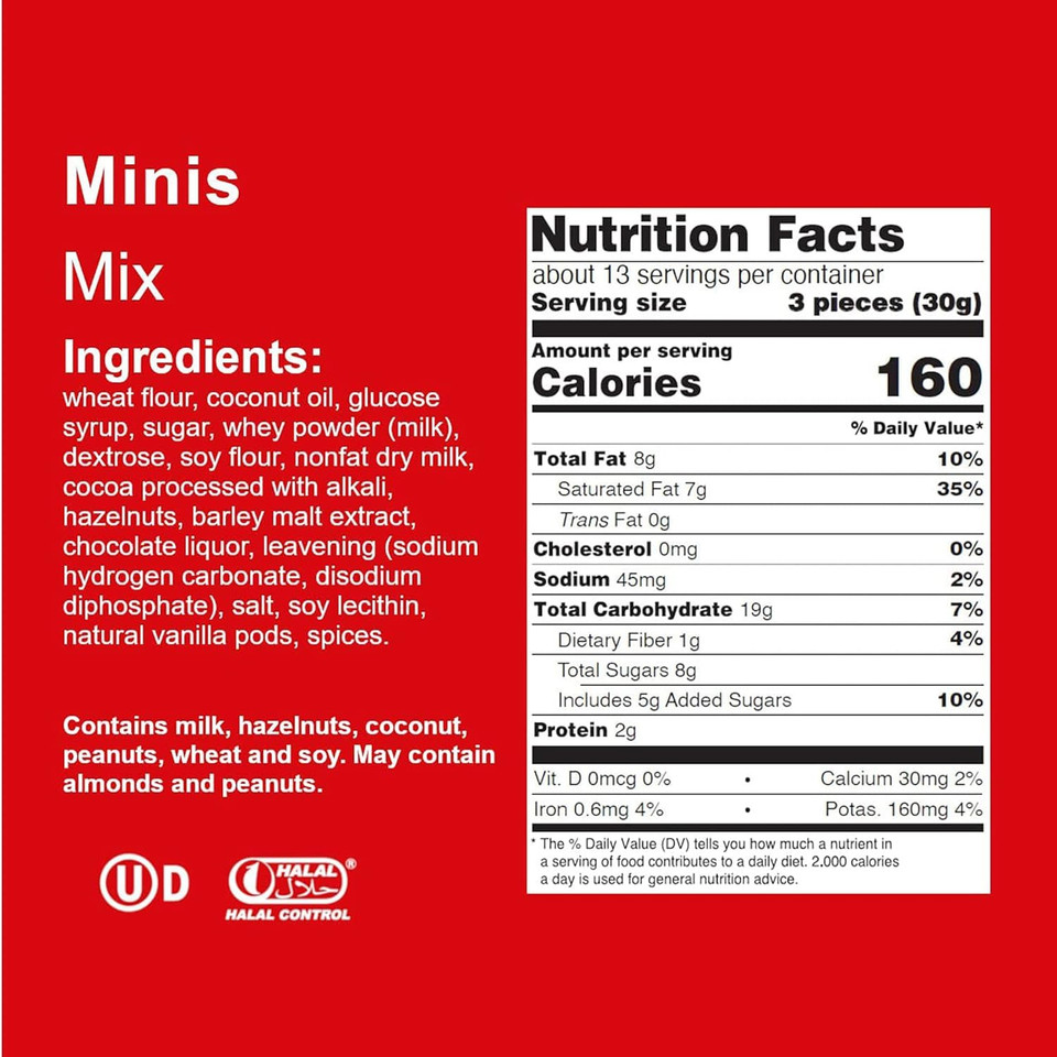 Loacker Minis Wafer Variety Pack - 30% Less Sugar - Premium Assorted Cream Filled Wafer Cookies - Mix Of Hazelnut, Chocolate And Vanilla Crispy Wafers - Non-Gmo - Sustainably Sourced Ingredients - 10G/0.35Oz, 40 Individually Wrapped Snack Packs (Mix)