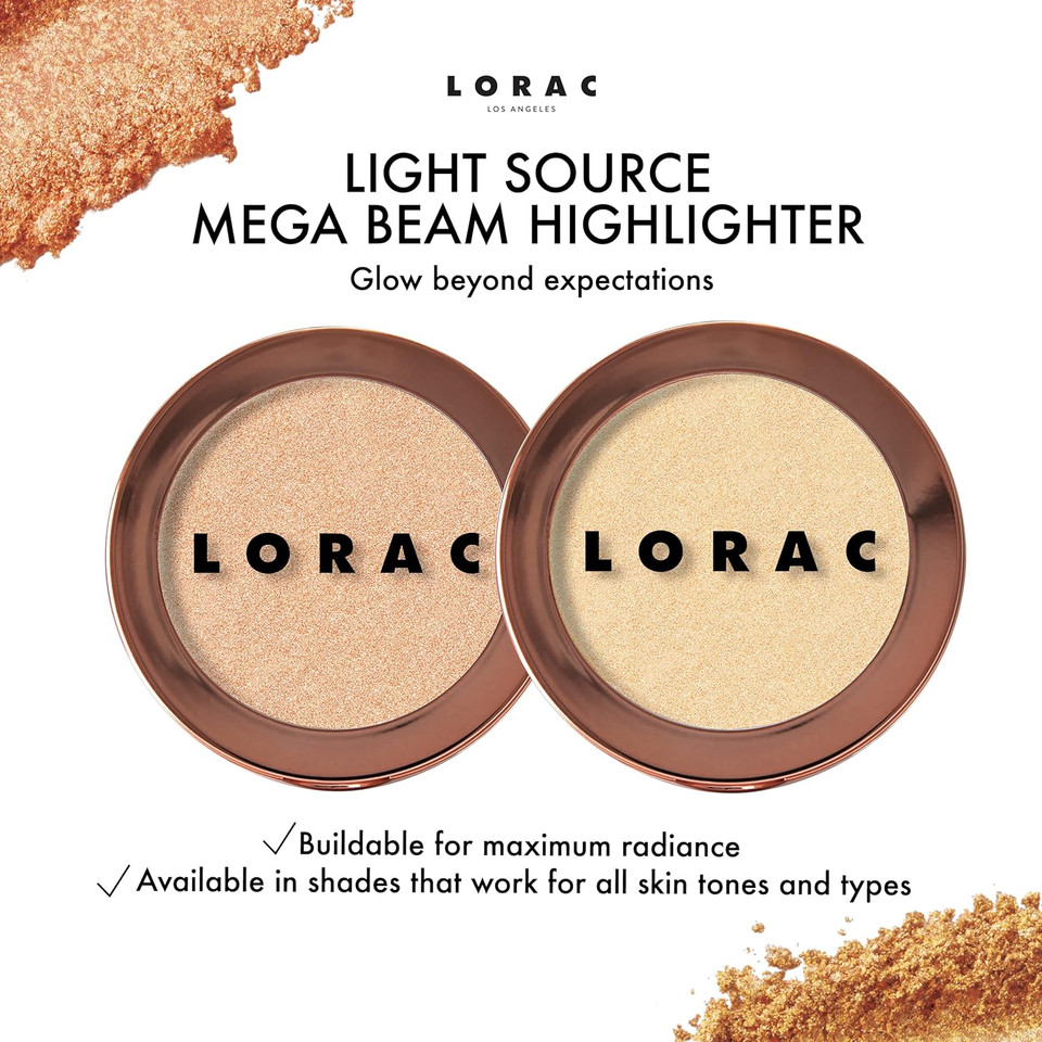 Lorac Light Source Mega Beam Highlighter | Highlighter Makeup Powder | Shimmer Highlighter | Gilded Lily Gold