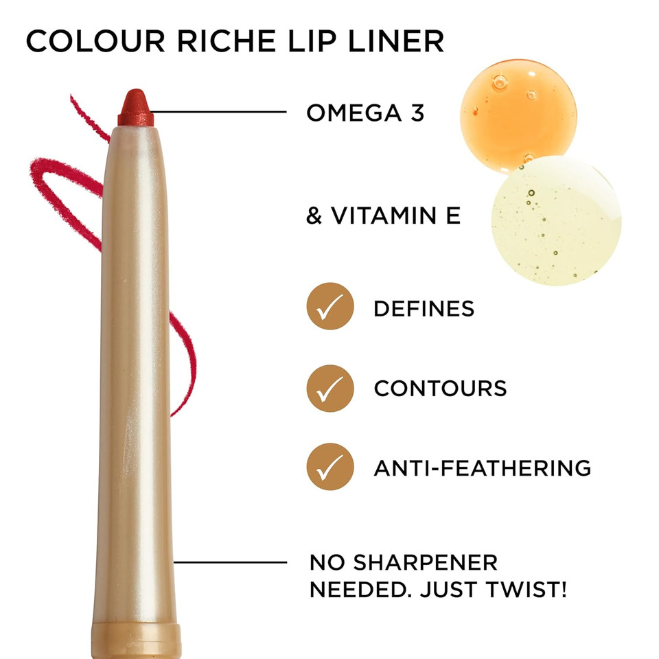 L'Oreal Paris Colour Riche Lip Liner Pencil, Creamy Lip Liner With Omega 3 And Vitamin E, 705 Beyond Pink (Rose Pink)