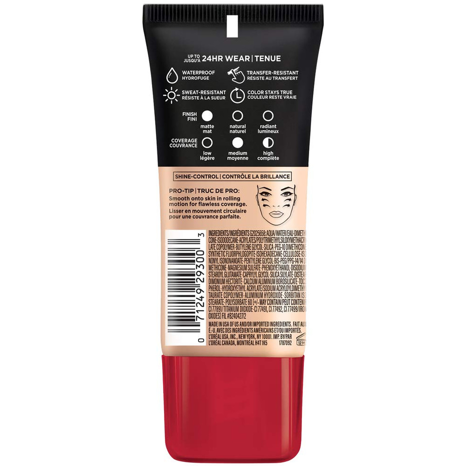 L'Oreal Paris Cosmetics Makeup Infallible Pro-Matte Liquid Longwear Foundation, Natural Rose, 1 Fl Oz