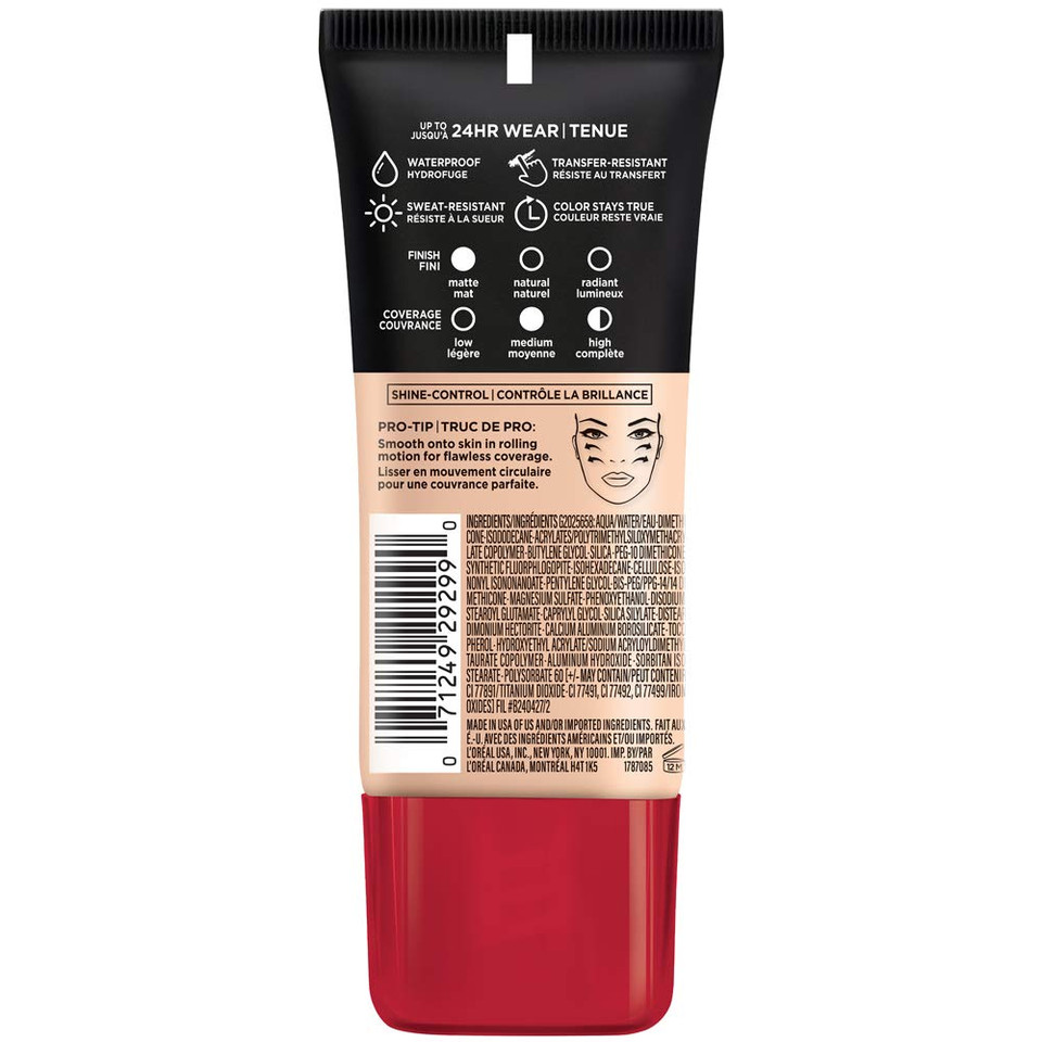 L'Oreal Paris Cosmetics Makeup Infallible Pro-Matte Liquid Longwear Foundation, Sand, 1 Fl Oz