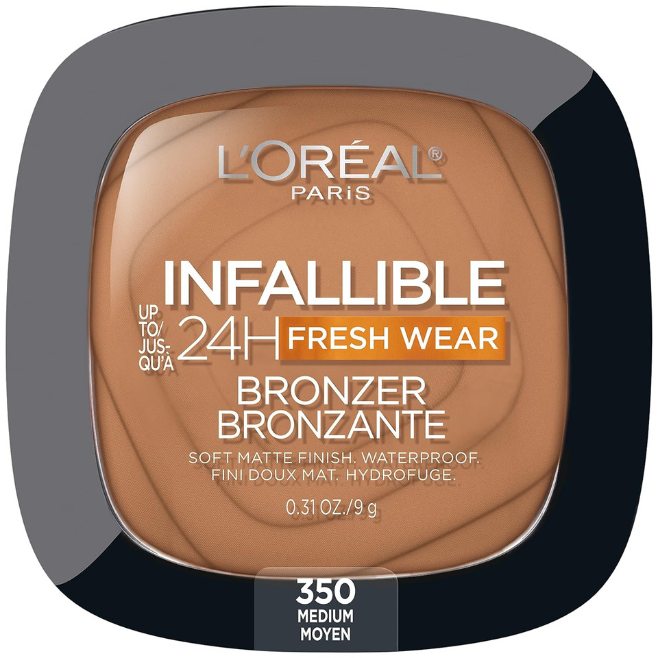 L'Oreal Paris Infallible Up To 24H Fresh Wear Soft Matte Longwear Bronzer. Waterproof, Heatproof, Transfer, Humidity And Sweatproof, Deep Dark, 0.31 Oz
